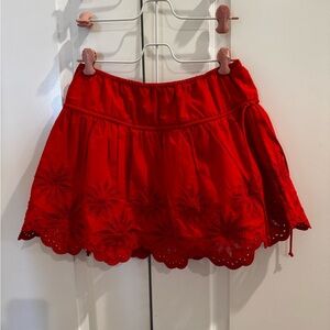 Free people Red Embroidered Women's Skirt size xs